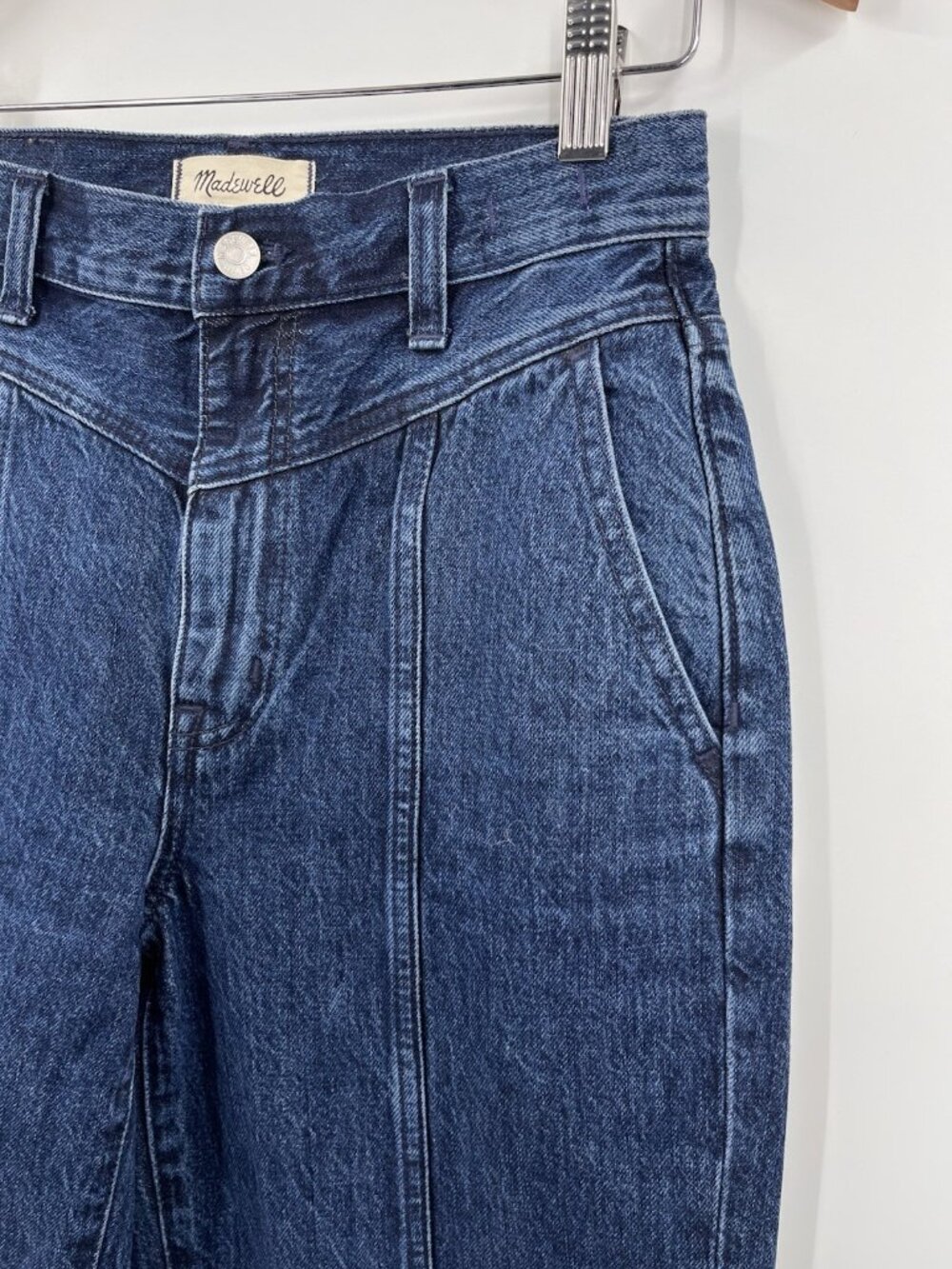 MADEWELL Women's Dark Sandford Wash Balloon V-Waist Crop Jeans Size 25 - Picture 2 of 7